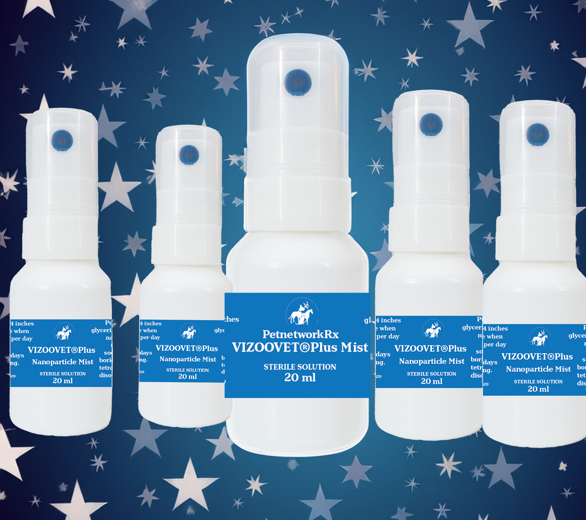 VIZOOVET Plus Nanoparticle Mist bottles with a blue and white label