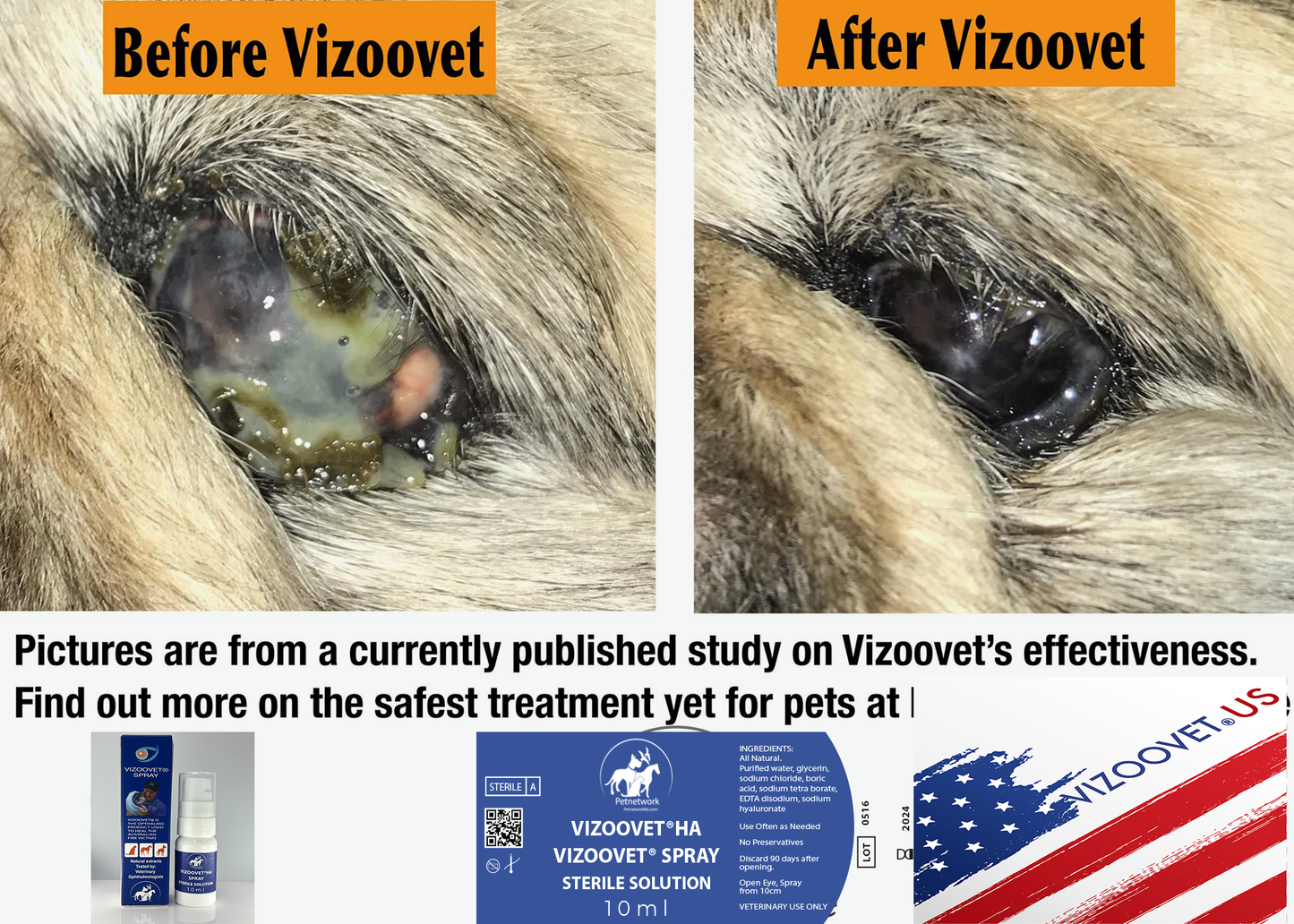 Vizoovet lubricating-Protective-Soothing-Eye Drops for Pets, Long Lasting Relief